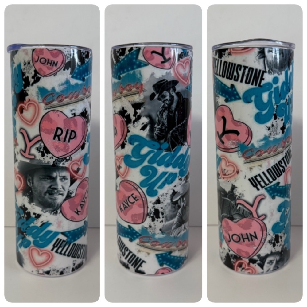 Yellowstone RIP Collage 20oz Skinny Tumbler